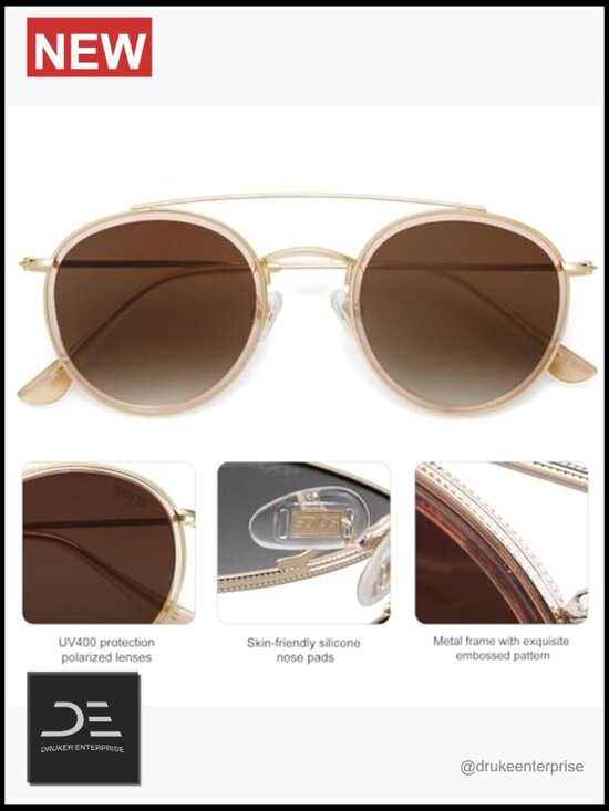 Retro Round Double Bridge Polarized Sunglasses main image 7